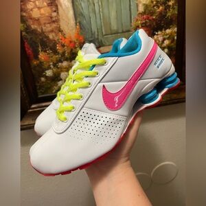 Nike Shox Deliver Print QS Shoes White Pink Blue